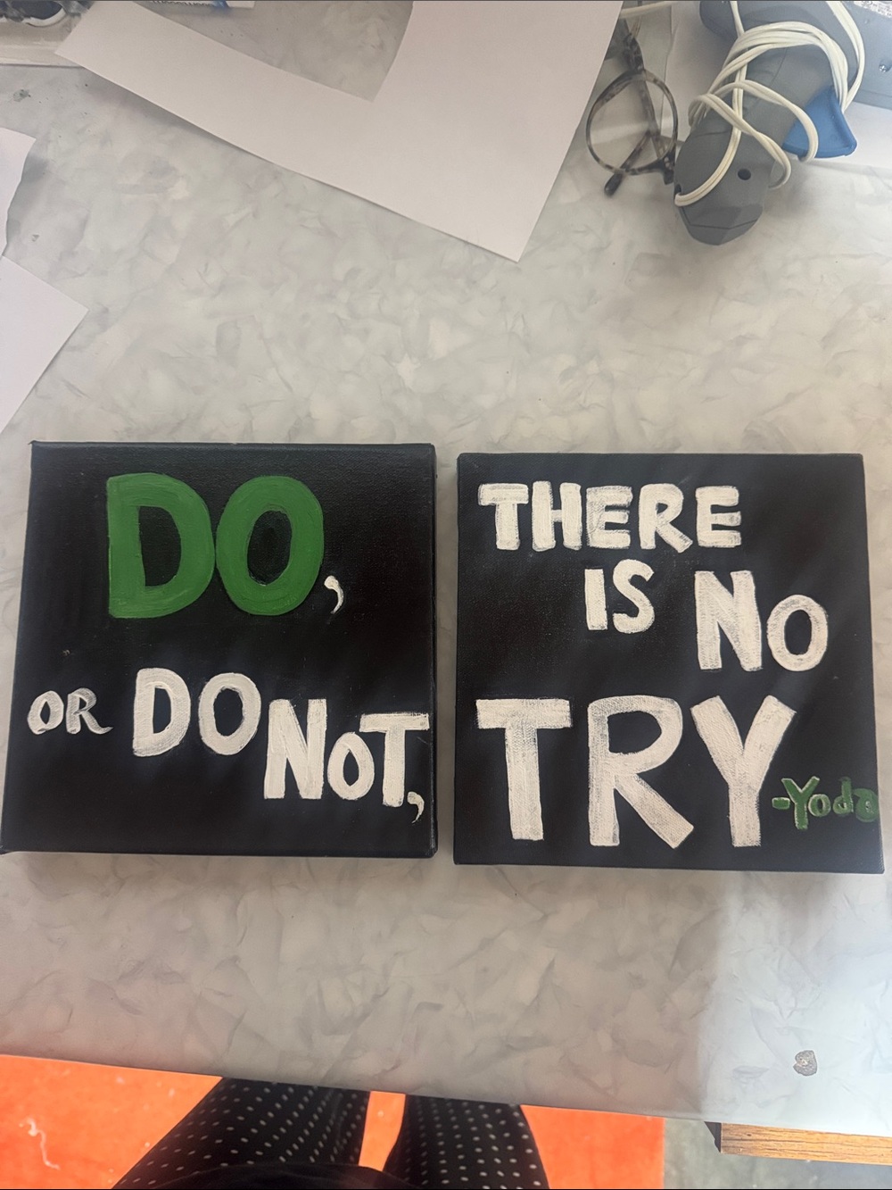 Yoda Quote Wall Art - Black, White & Green Canvas Pair